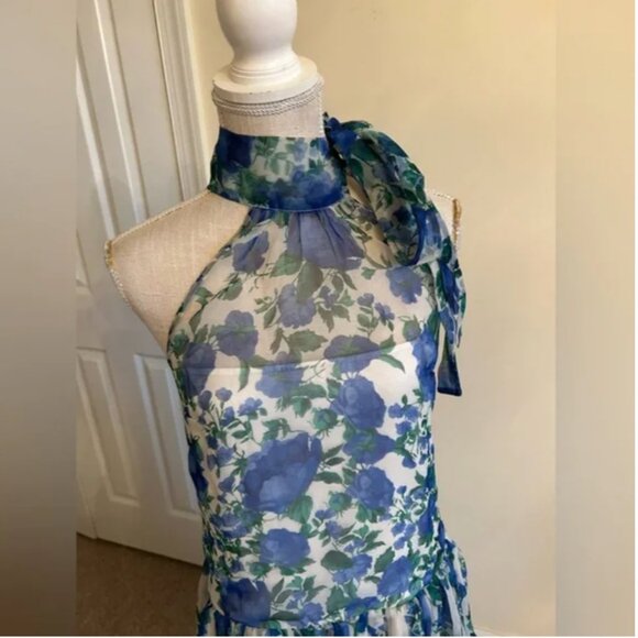 Anthropologie BHLDN Kendall High-Neck Scarf Floral Organza Maxi Dress size S - Picture 15 of 15
